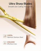 ULG Professional Hair Cutting Scissors 6.5 Inch – Sharp Barber Shears, Stainless Steel Symmetrical Salon Haircut Scissors for Women, Men, Kids, Gloss Paint Finish, Golden