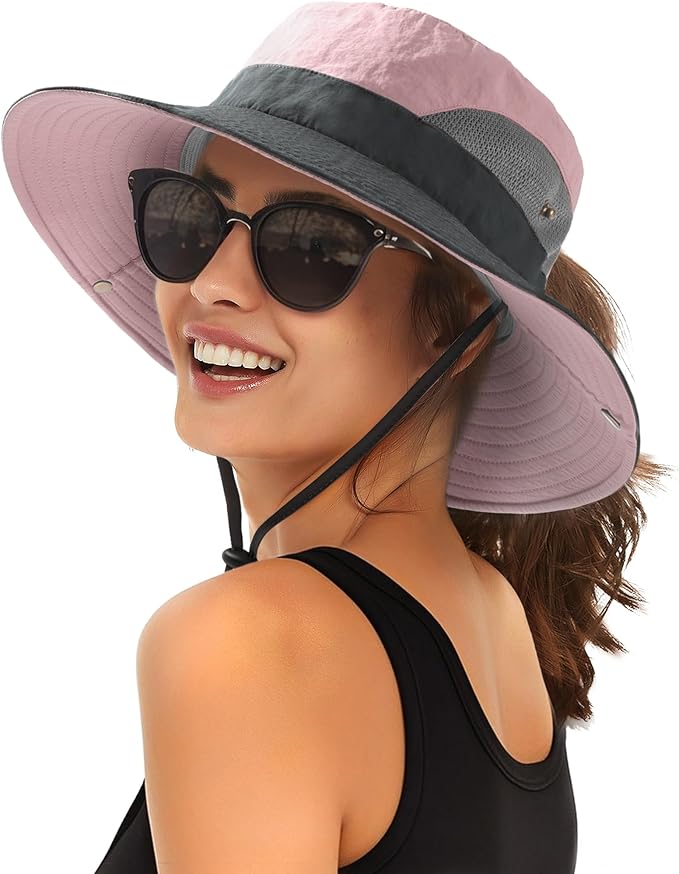 FURTALK Womens Sun Hat with Ponytail Hole Beach Hiking Summer Wide Brim UPF 80+ by FURTALK