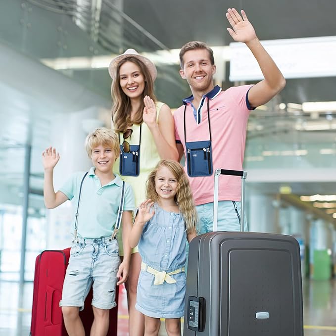Travel Pouch Neck Wallet Family Passport Holder Organizer Case - Image 7