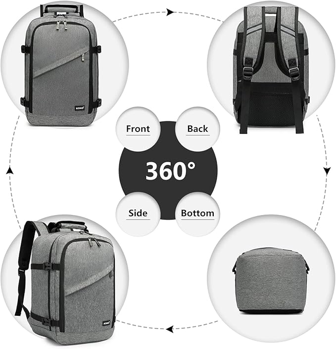 Kono Carry on Backpack, Waterproof Lightweight Daypack - Image 6