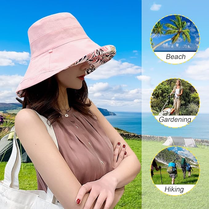 Women Wide Brim Sun Hats Metal Wired Edge Summer UV Protection Beach Fishing Hat - Image 4