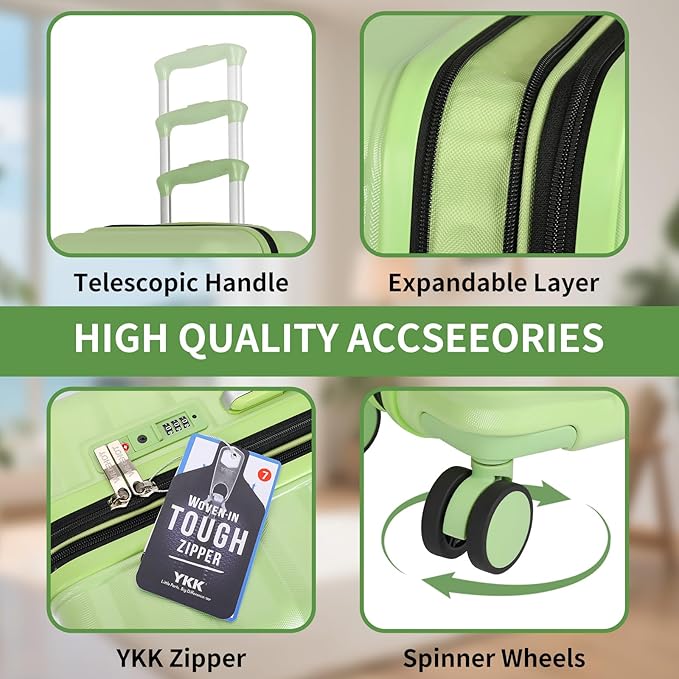 5-Piece Luggage Set, Lightweight ABS+PC Hard Shell Suitcase - Image 6