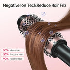 2in1 Negative Ion Thermal Brush -Heated Round Brush, Curling Iron 1 1/2 Inch& Curling Iron 1 3/4 Inch, 5 Temperature Settings,Dual Voltage