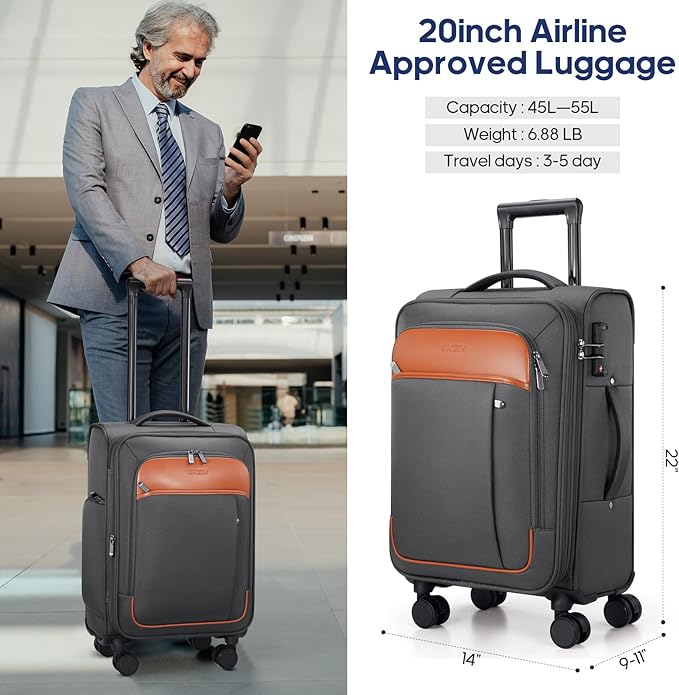 UKEIN Expandable Carry On Luggage 22x14x9 Airline Approved, 20Inch Softside - Image 7