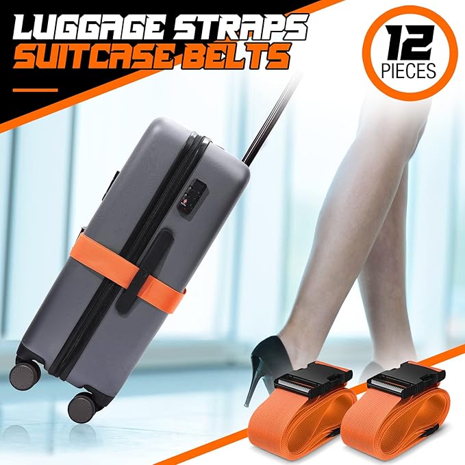 Eccliy 12 Pack Luggage Straps Suitcase Belts Wide Adjustable Packing Straps - Image 2