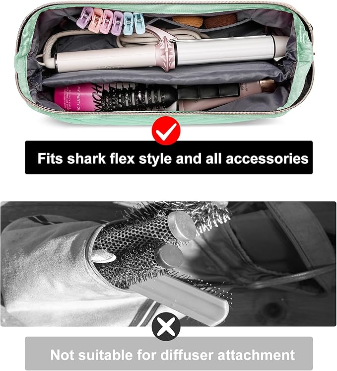 Hair Tools Travel Bag for Shark Flexstyle Dyson, Quilted Case Organizer Bag, Gift for Women Hair Accessories Storage Bag, Travel Hairdryer Portable Bag for Women, Teal
