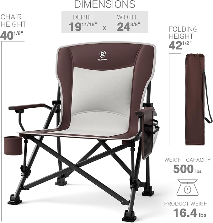 EVER ADVANCED Oversized Folding Camping Chair, - Image 8