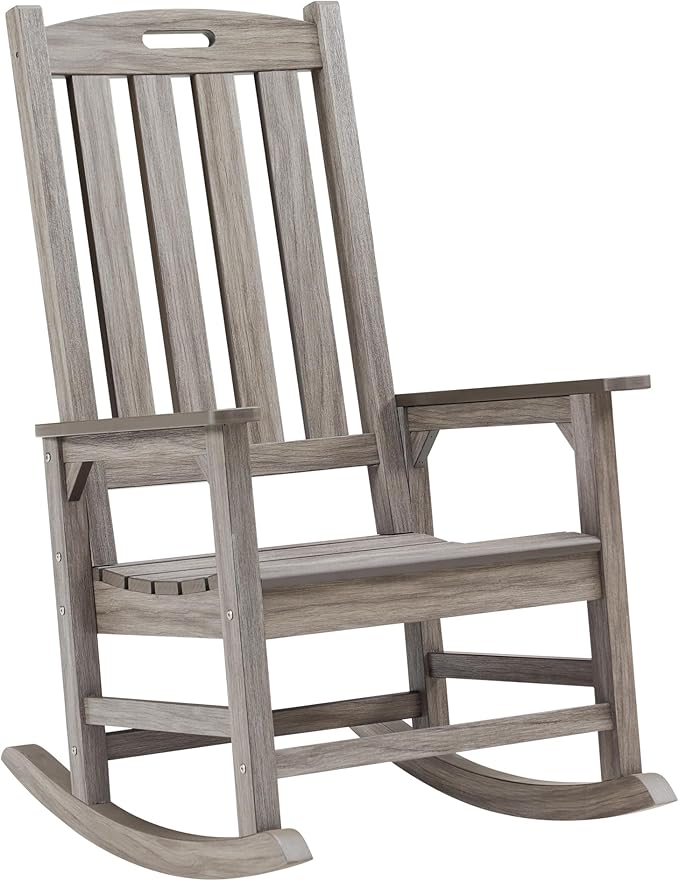 Psilvam Outdoor Rocking Chair, Poly Lumber Oversized Rocking Chair by PsilvamGardenFurniture