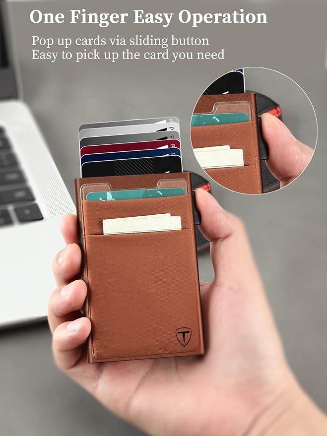 Slim Wallet for Men and Women, Pop Up Credit Card Wallet Metal Minimalist Cards - Image 5