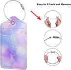 2Pcs Light Purple Blue Leather Luggage Tags - Image 3
