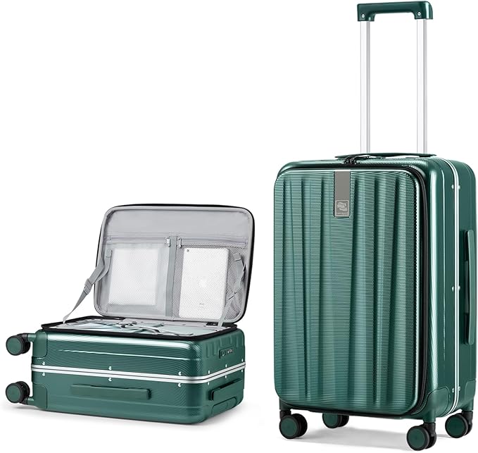 Hanke 24 Inch Checked Luggage Front Opening Rolling Suitcase Hard Sided Luggage by Hanke