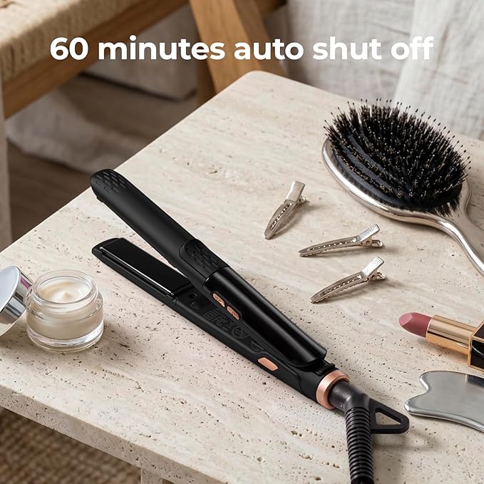 Mini Flat Iron 1/2 Inch with 5 Adjustable Temperatures, Tourmaline Ceramic Small Hair Straightener for Short Hair, Bangs, Beard, Pixie, Edge - Dual Voltage Travel Curling Iron, Auto-Off