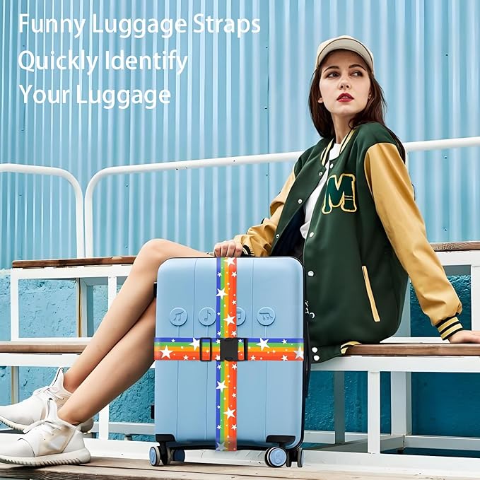 Rainbow Stars Luggage Straps for Suitcases, Adjustable Luggage Travel Belt to - Image 7