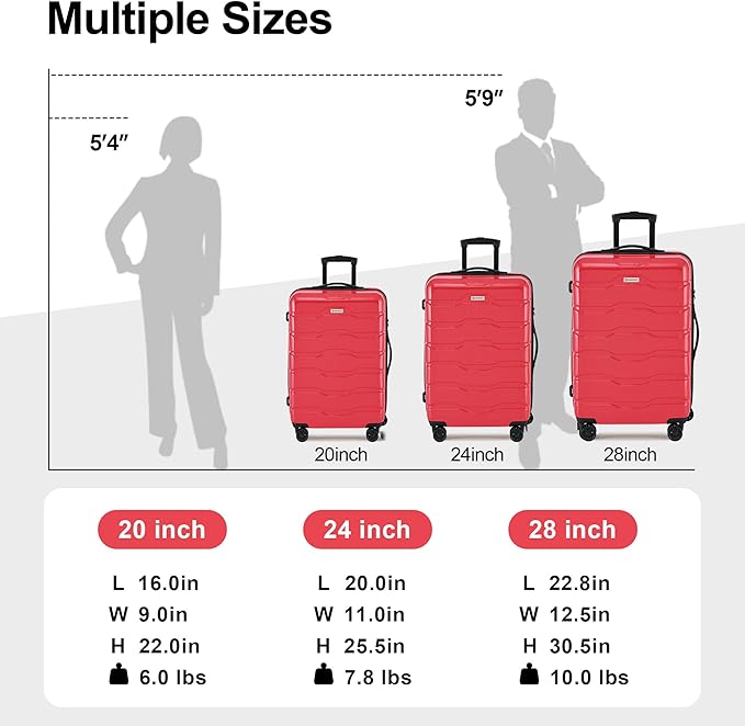 3 Piece Luggage Set, PC+ABS Lightweight Suitcase Sets - Image 6