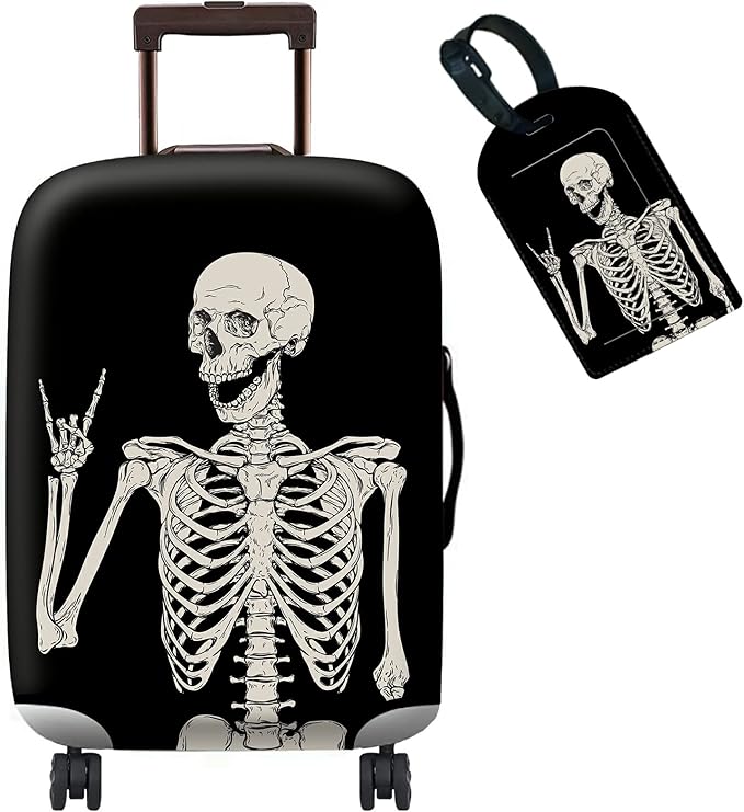 Luggage Cover Suitcase Protector Plus 1 Luggage Tag, Rock Skull Travel Suitcase by BWEGRHE