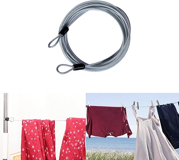 15FT 3mm Outdoor Travel Long Security Cable Lock, Braided Steel Coated Safety - Image 4
