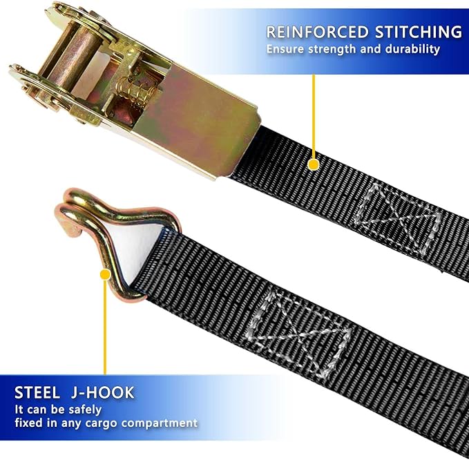Black Ratchet Straps, 1 Inch x 16.4 Feet - Image 4