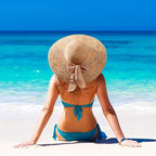 DRESHOW Beach Hats for Women Big Straw Wide Brim Summer Hat Floppy Foldable - Image 3