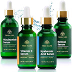 Tree of Life Beauty Facial Skin Care Set, Brightening, Firming, Hydrating, Dry Face, Dermatologist Tested - Niacinamide + Vitamin C + Retinol + Hyaluronic Acid Serum - 4 count of 1 Fl Oz