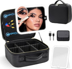 Makeup Bag with Magnetic Detachable Lighted Mirror 360° Swivel Angle, Travel by Jadazror