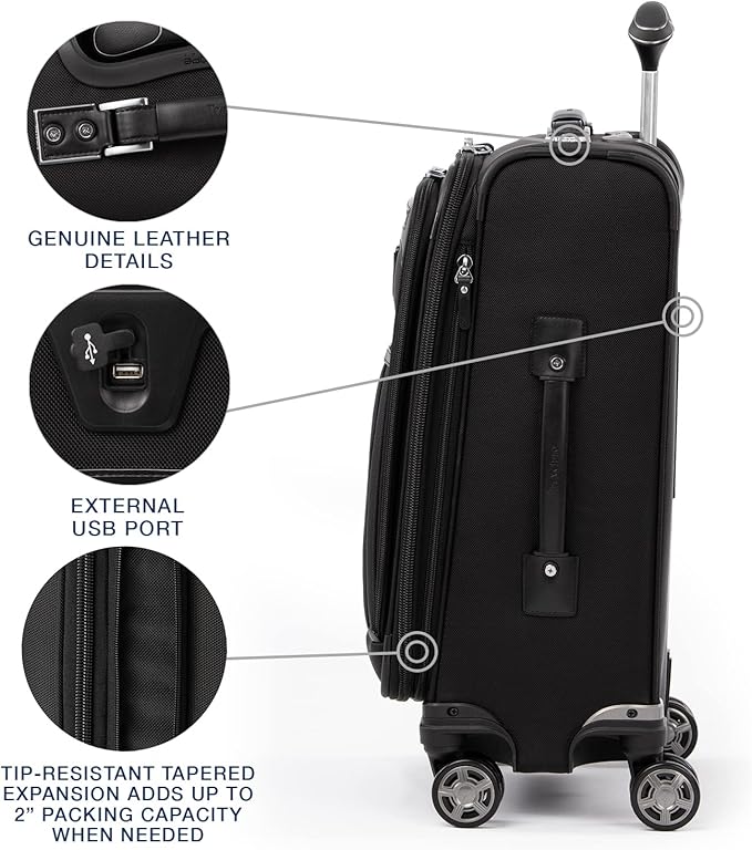 Travelpro Platinum Elite Softside Expandable Carry on Luggage, 8 Wheel Spinner - Image 4