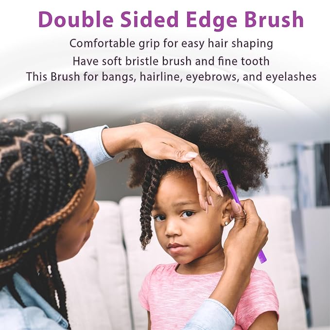 Hair Brush Set, Hair Brushes for Women Men kid Wet Dry All Hair Detangling Parting Styling, Brush Set with Detangler Brush, Edge Brush, Teasing brush, Rat Tail Comb (Purpe)