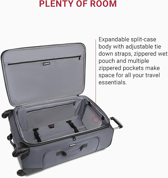SwissGear Sion Softside Expandable Luggage, Dark Grey, 3-Piece Set - Image 5