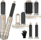 6 in ONE Blow Dryer Brush, Curling Wand Hair Styling Tools Set, Ionic Hot Air Hair Dryer, Massage Oval Hair Dryer, Left&Right Hair Curlers 100-120V