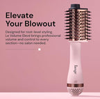 L'ANGE Hair Le Volume Elevé 65MM 2-in-1 Titanium Brush Dryer | Dry and Style | Unique Teardrop Shape Barrel | 3 Heat Settings | 360° Vented Airflow | Ionic Technology for Frizz-Free Styling (Blush)