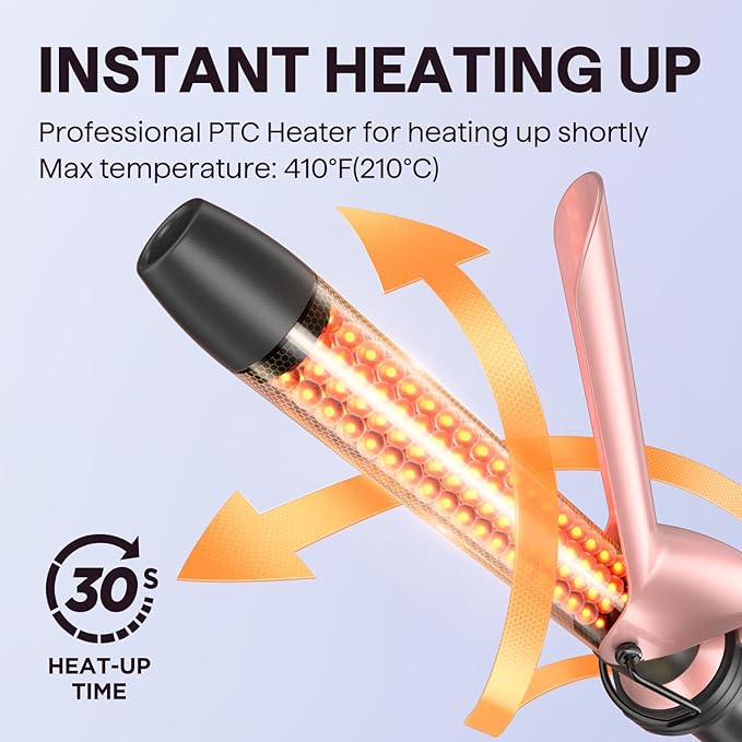 Wavytalk 5 in 1 Curling Wand Set, Dual Voltage Curling Iron Set with 5 Interchangeable Barrels Included A Thermal Brush, A Hair Crimper and 3 Ceramic Curling Wands(0.5"-1.25"), Rose Pink