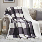 PU MEI Sherpa Blanket Fleece Throw Blanket Twin Plaid Thick Bed Blanket by HOME