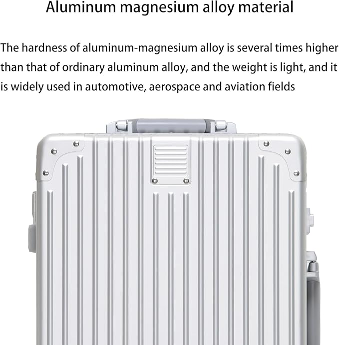 Metal All Aluminum Carry-on Luggage TSA Customs Lock Zipperless Silent Rotary - Image 2
