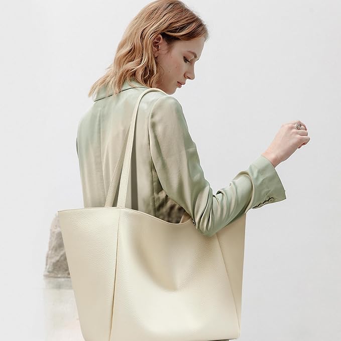KALIDI Large Tote Bag Vegan Leather Casual Zipper Work Bag Weekender Hobo - Image 7