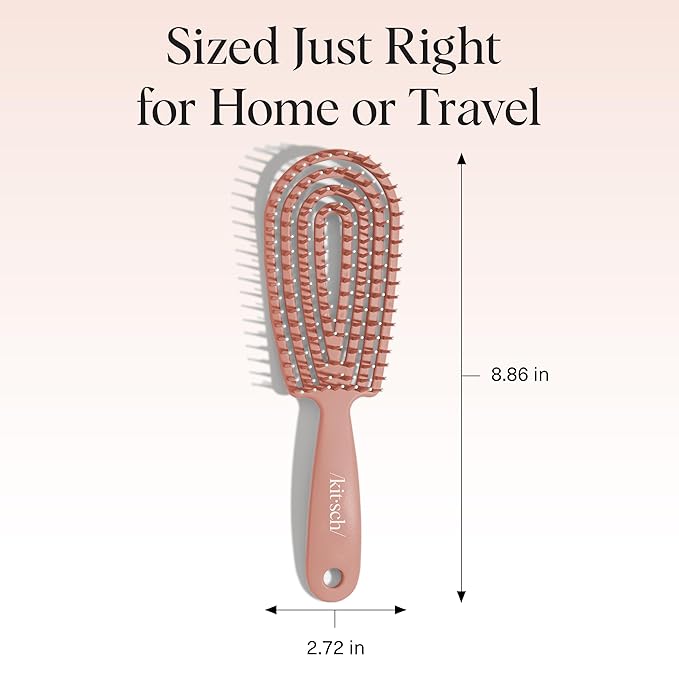 Kitsch Hair Brush Detangler – Flexi Flow Hair Brush for Women, Men & Kids | Detangling Brushes for Curly Hair with Bendable Frame, Bounce Curl Defining Brush for Wet or Dry Strands - Terracotta