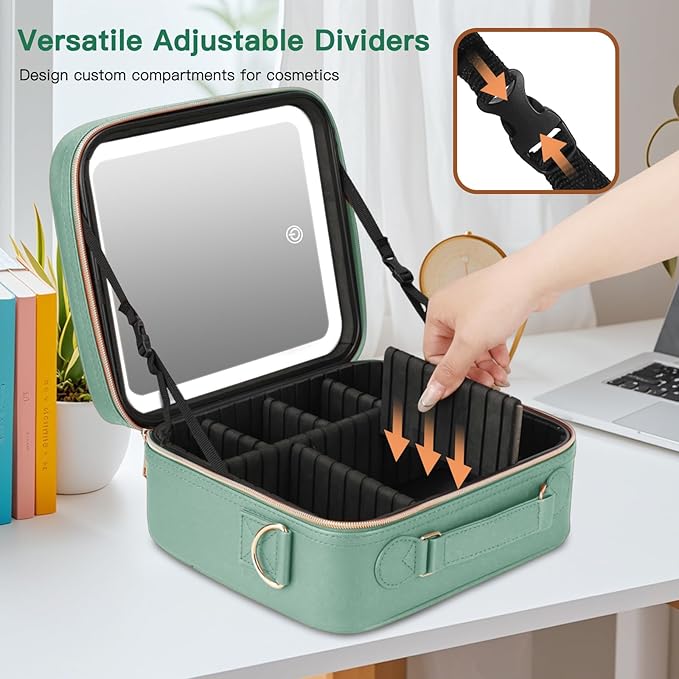 Travel Makeup Bag with LED Mirror, Cosmetic Bags - Image 5