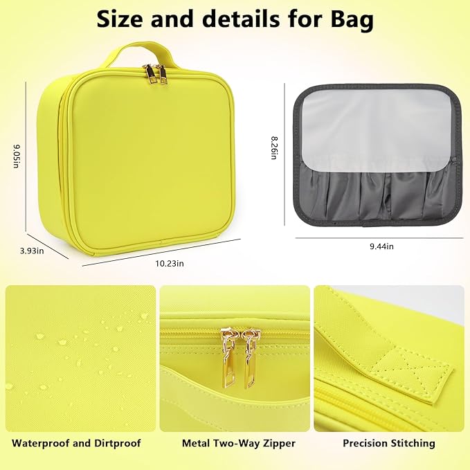 Travel Makeup Bag with LED Mirror Travel Makeup Organizer with 3 Lighted - Image 5