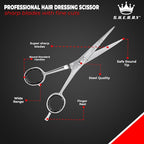 Professional Barber Shears 6” – High Carbon Stainless Steel Hair Cutting Scissors with Razor Sharp Edge for Salon & Home Use by S.H.E.R.R.Y (Silver, 6 inches)