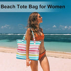 LEDAOU Beach Bag Waterproof Sandproof Women Tote Bag Pool Bag - Image 6