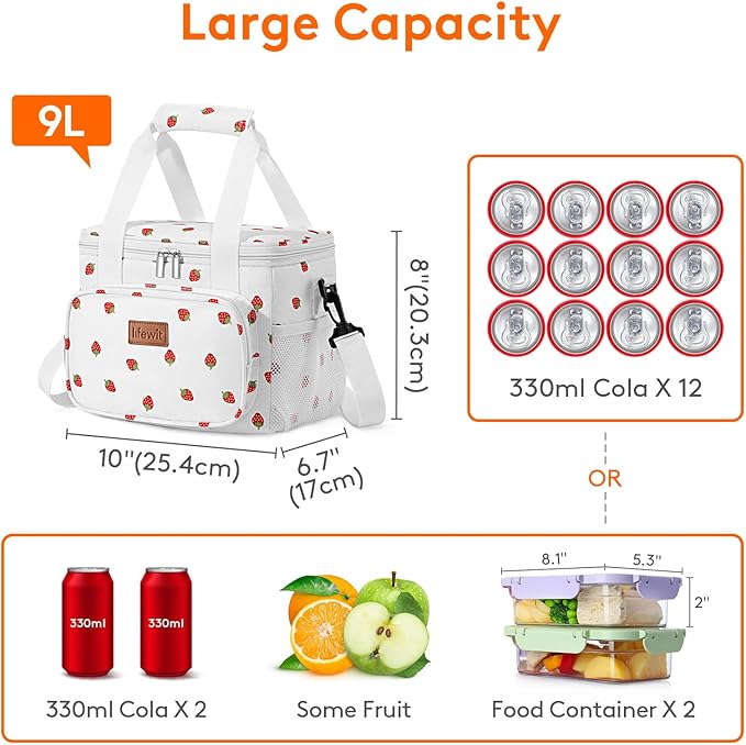Lifewit Medium Lunch Bag Insulated Lunch Box Soft Cooler Cooling Tote - Image 4