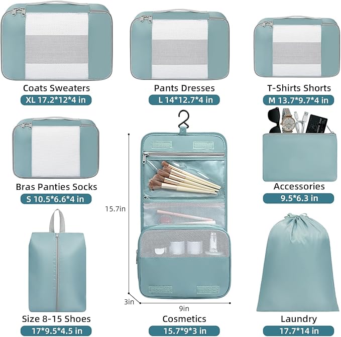 BAGAIL 6 Set/8 Set/10 Set Packing Cubes Various Sizes Packing Organizer - Image 2