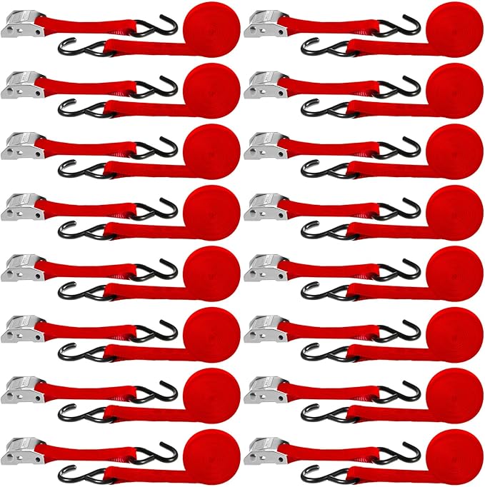 16 Pcs Cambuckle Tie Down Straps 1763lbs Break Strength Securing Straps 1'' x by Riakrum