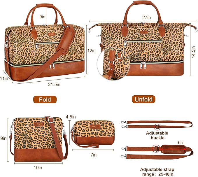 Weekender Bag for Women, Travel Duffel Bag Carry On Overnight Bag - Image 7