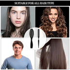 2-in-1 Synthetic Wig Brush with Stainless Steel Handle and Ball Tips for Gentle Detangling and Styling Natural Curls and Wigs - Black (2PCS)
