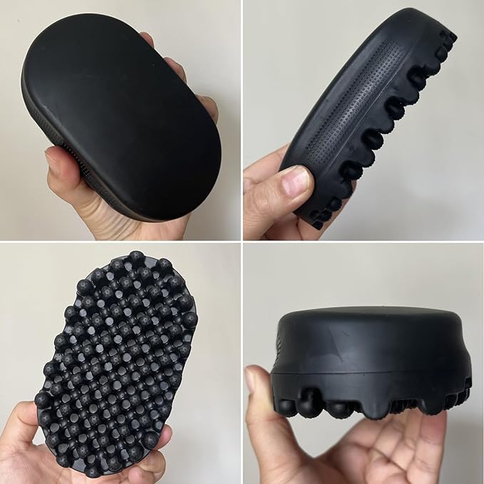 Rubber Afro Hair Brush for Curly Coily 4C Hair –Durable Washable Non-Slip Styling Tool for Twist Curl, Magic Curly Barber Curl Twist Comb for Home Salon Women Men