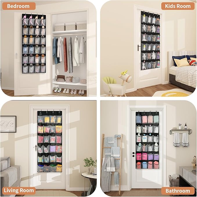 FENTEC 24 Pocket Over Door Shoe Organizer, Mesh Closet Shoe Holder - Image 5