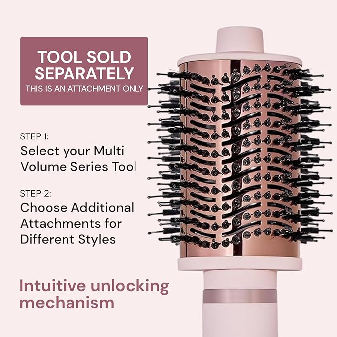 L'ANGE HAIR Multi-Volume Dryer Brush Attachment | Titanium Blow Dryer Brush Barrel for Volumizing & Styling | Tool Sold Separately | Attachment - Blush - Oval 60mm