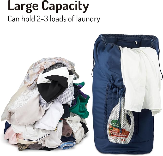 Laundry Bag Backpack with Detergent Holder and Adjustable Shoulder Straps - Image 6