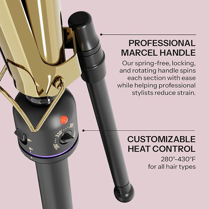 Hot Tools Pro Artist 24K Gold Marcel Iron | Long Lasting Curls, Waves (1/2 in)