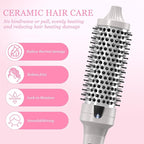 K&K Thermal Brush Heated Round Brush - Blowout Look Volumizer with 1.5 inch Heated Round for Hair Styler Tool Hair Straightener and Curler 2 in 1 Dual Voltage Temperture Contronal (Silver, 1.5 Inch)