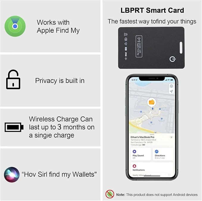 LBPRT Air-Tag Card Rechargeable Wallet Tracker Thin 1.6mm 2 Pack, Smart Locator - Image 2